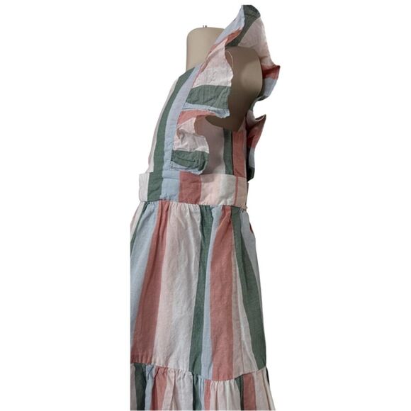 Janie & Jack Striped Ruffle Pink Blue Green Dress Size 3T - Picture 4 of 8
